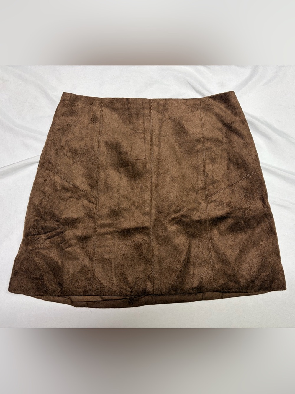 Mustard Seed Brown Suede-Effect Mini Skirt